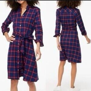 J Crew Plaid Button-Up Shirt Dress size 6
